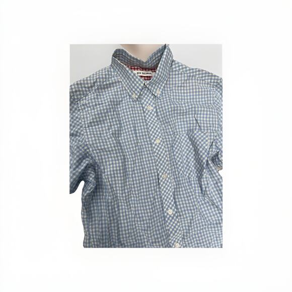 Ben Sherman Men’s Short Sleeve Button Down Shirt Blue White Gingham Check Size S - Picture 3 of 3